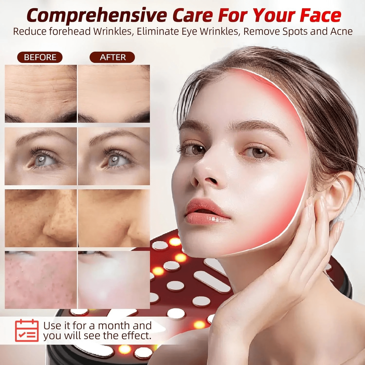 4-in-1 Facial Skincare Wand with Red Light & Microcurrent for a Radiant, Youthful Look