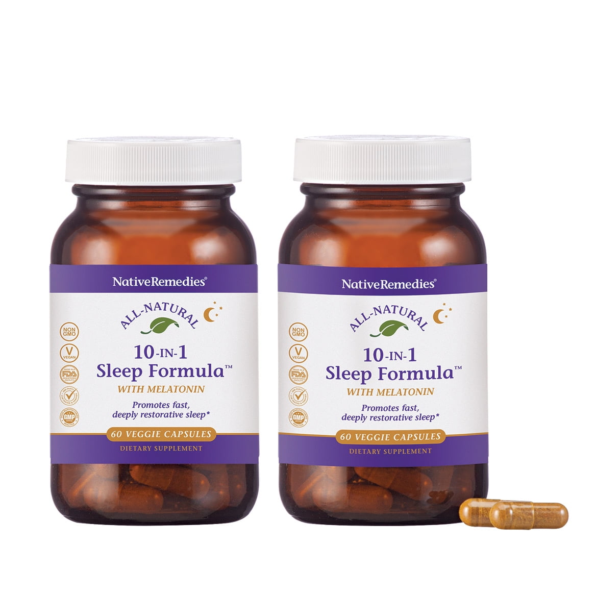 Native Remedies 10-In-1 Sleep Formula - Sleep Aid - Calms Nervous System, Herbal Sleep Support with Melatonin, Magnesium, Valerian Root for Adults & K