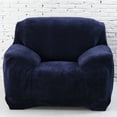 thumbnail image 2 of CJC Sofa Cover Plush Stretch 1 2 3 4 Seater Sofa Slipcover Chair Loveseat Couch Cover Furniture Protector Cover with 1 Pillowcase (1 Seater, Navy Blue), 2 of 12