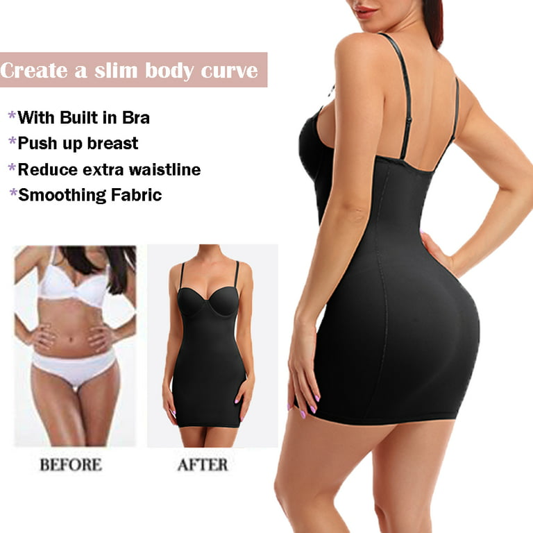 Joyshaper Womens Shapewear Slip Under Dresses Tummy Control Full Body Shaper  with Bra Smoothing Bodysuit Beige-S 