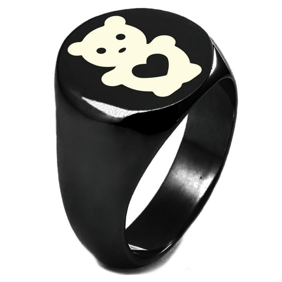 Sterling Silver Teddy Bear Love Engraved Round Flat Top Polished Ring