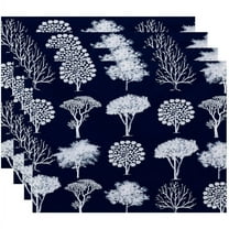 Simply Daisy 18" x 14" Field of Trees Floral Print Placemats, Set of 4