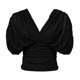 thumbnail image 5 of Tops Casuales Cuello en V Encaje Arriba Manga Corta Suéter Camisa Elegante Blusa de Verano, 5 of 7