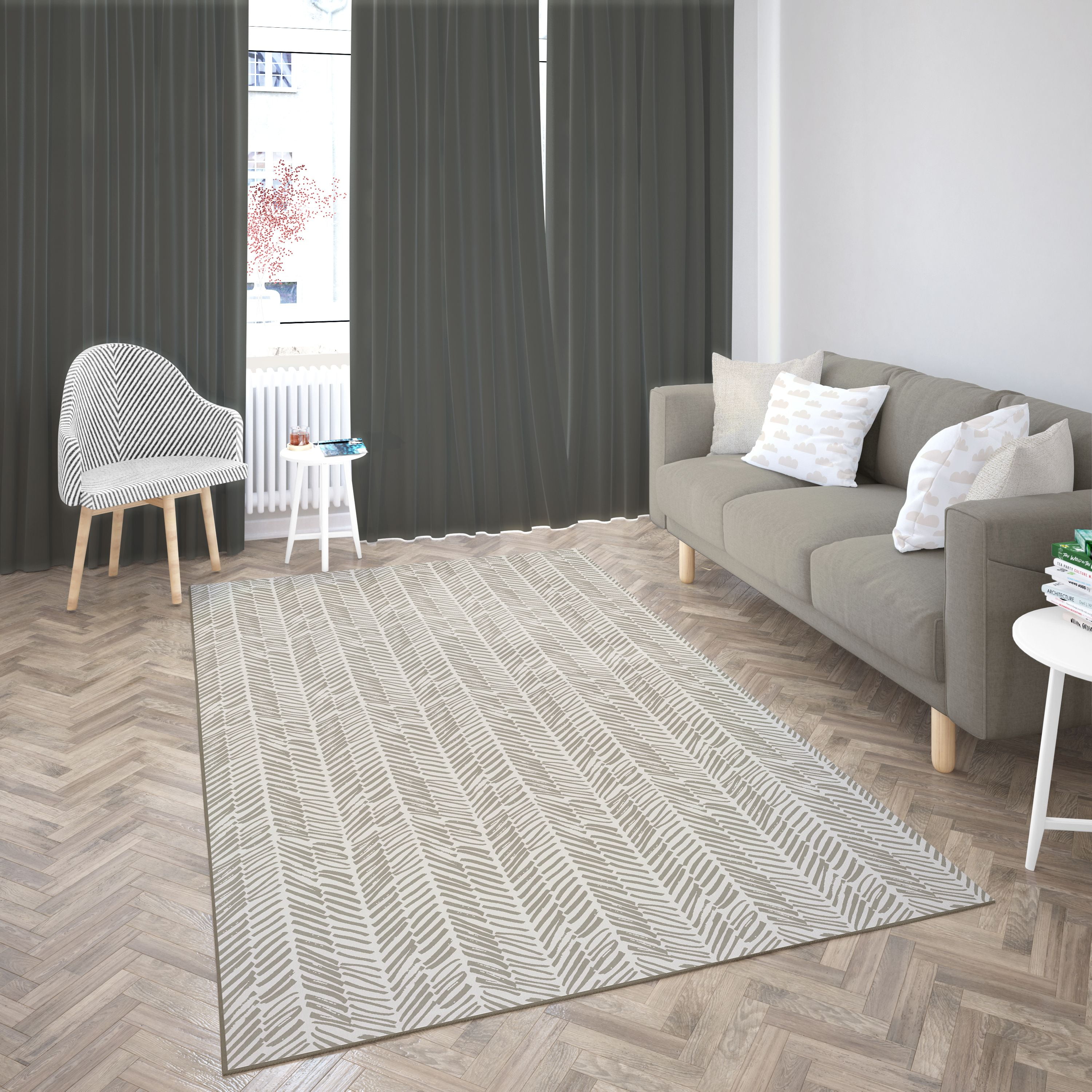 Deerlux Modern Living Room Area Rug with Nonslip Backing, Abstract