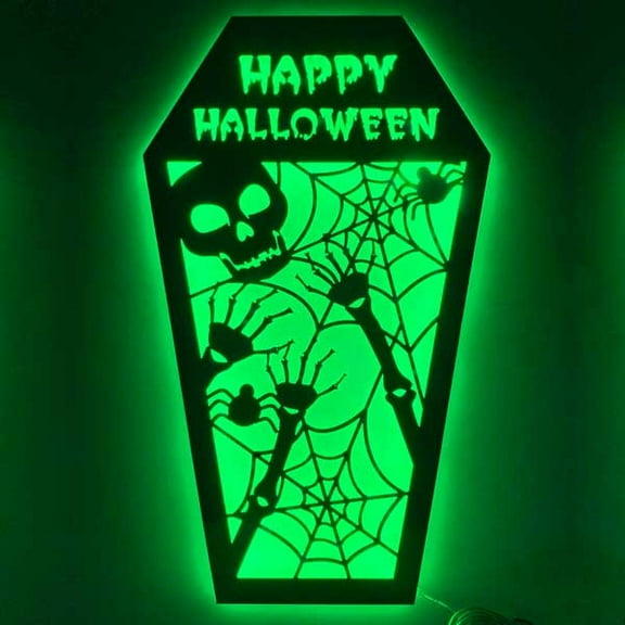 Small Happy Halloween LED Casket Motif (102MONC-S)