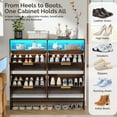 thumbnail image 6 of Ktaxon Fluted Shoe Cabinet for Entryway with 4 Flip Drawers & 1 Compartment & LED Lights 30 Pairs, Hidden Shoes Storage Cabinet Mid - Century Modern, Walnut, 6 of 8