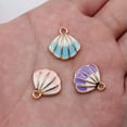 thumbnail image 3 of HOOUN 100 Pcs Multicolor Alloy Enamel Shell Charms Pendant 17X16MM Diy Making D20193-Turquoise Blue, 3 of 9