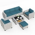 thumbnail image 4 of SHGJ&SOFT 7 Piece Patio Furniture Set, Wicker Outdoor Sectional Sofa with Washable Cushion Covers and Tempered Glass Table, Rattan Conversation Set for Poolside, Lawn, Balcony, 4 of 12