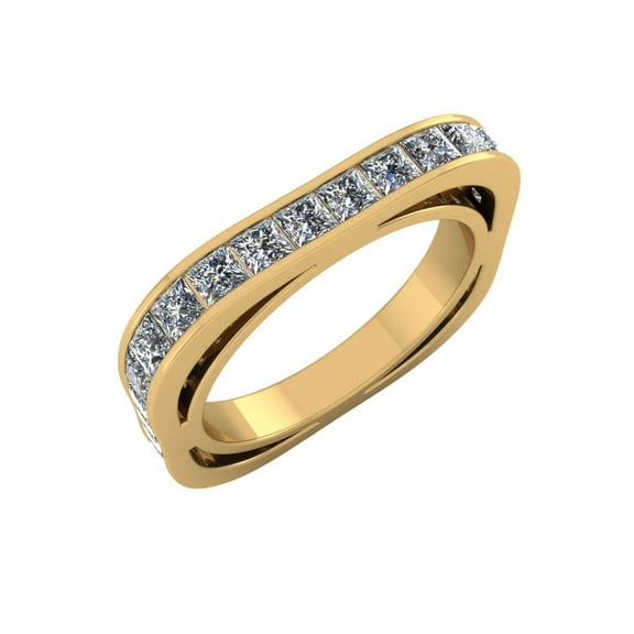 5CT Princess Cut Natural Diamond Euro Style Square Anniversary Wedding Eternity Band Ring 10k Gold GH SI1