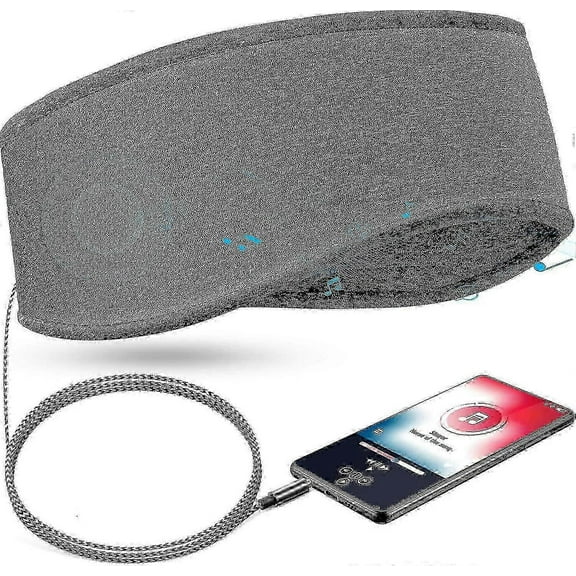 Music Sleep Headband with Earphones 3.5mm Wired Soft Elastic Travel Band with Slim Speaker