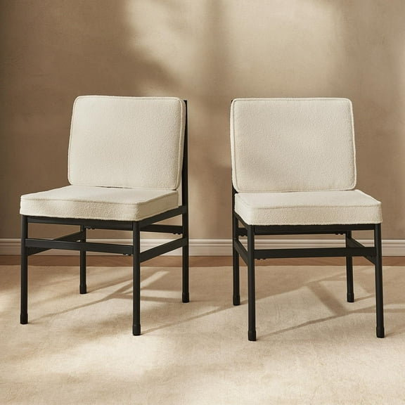 Odelia Dining Chair Set of 2, Pearl White Boucle