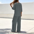 thumbnail image 7 of Bloomae Women's Loungewear Set 2 Piece Cotton Linen V Neck Long Sleeve Shirt & Wide Leg Pants with Pockets Lightweight Casual Solid Color Loose Fit Summer Outfit Gray XXL, 7 of 7