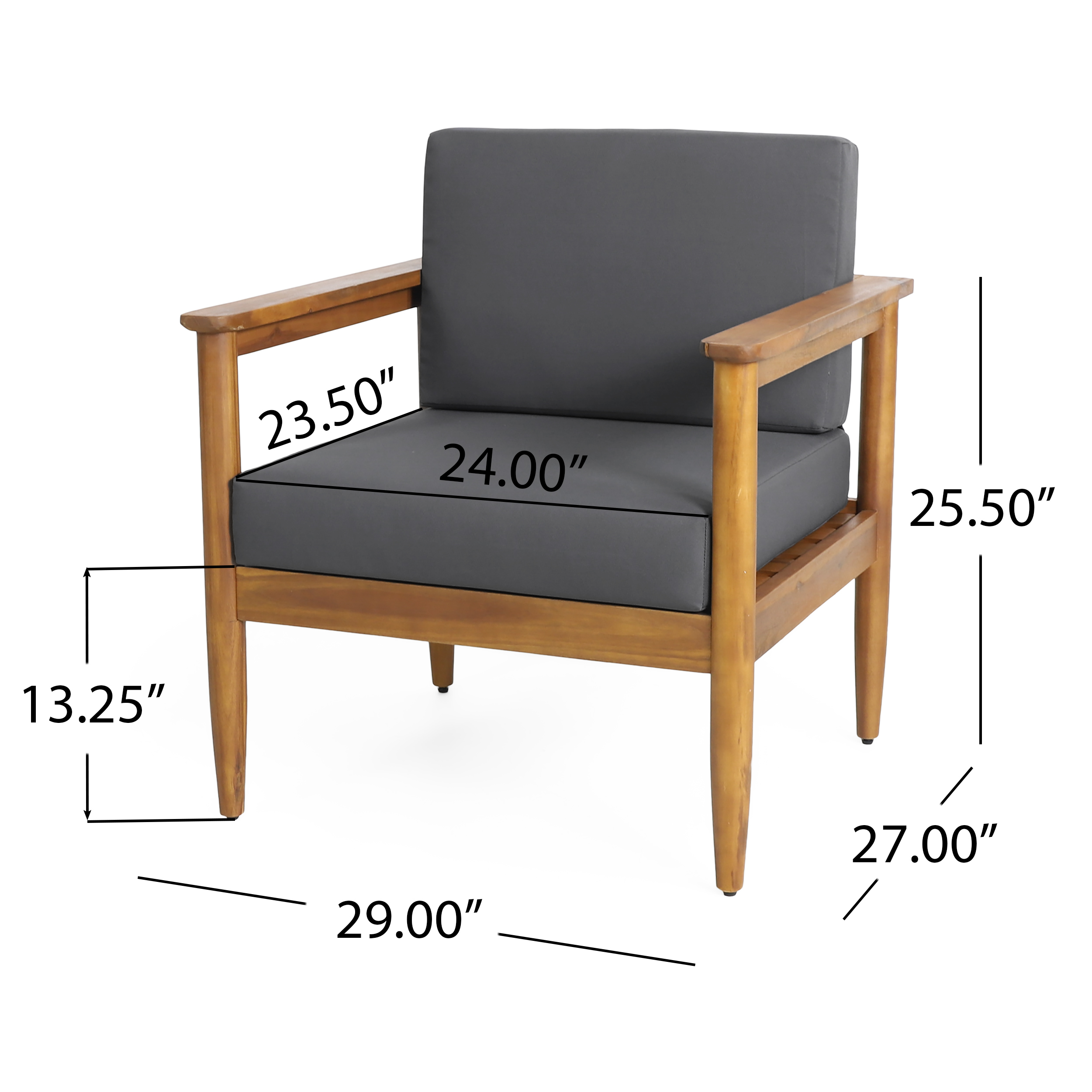 Noble House Magnolia Outdoor 2 Seater Chat Set Teak and Dark Gray