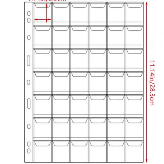 Pockets Coin Pages, 5 Sheets Pocket Inserts Collecting Sleeves for Coin, Coin Collection Storage Supplies, Coin Collection Pocket Pages for Penny, Nickel (42 Pockets)