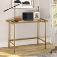 thumbnail image 3 of Henn&Hart 42" Modern Metal Writing Desk with Tempered Glass Top in Gold, 3 of 3