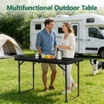 thumbnail image 4 of WASUHE 4 Foot Folding Table, Lightweight Adjustable Height Camping Table with Non-Slip Legs, Indoor/Outdoor Essential, Grill, Events, Party, Black, 4 of 11