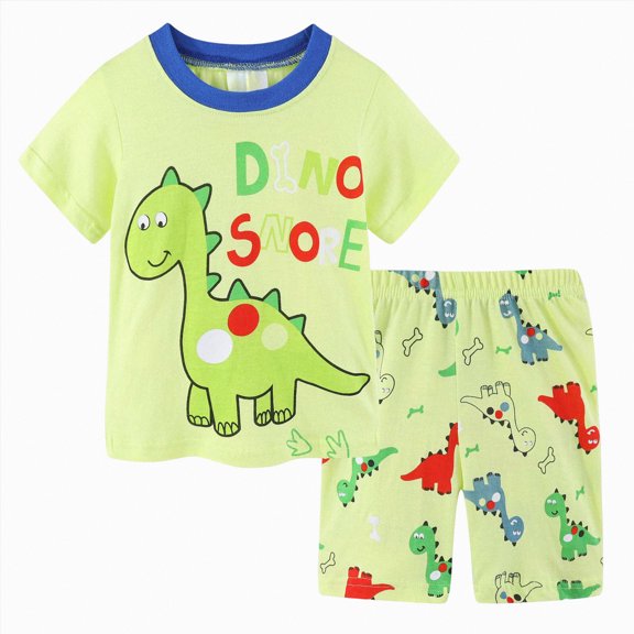 KPOPLK Toddler Baby Boys Clothes Set Short Sleeve Wildlife Print T-Shirt Top & Casual Shorts 2Pcs Summer Outfits 1t 2t 3t 4t Size 6-7 Years,Light Green