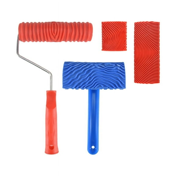 Wood Grain Tools, 4Pcs Wood Grain Roller Painting Tools Texture Pattern with Handles Texture Tool Paint,For Wall Room