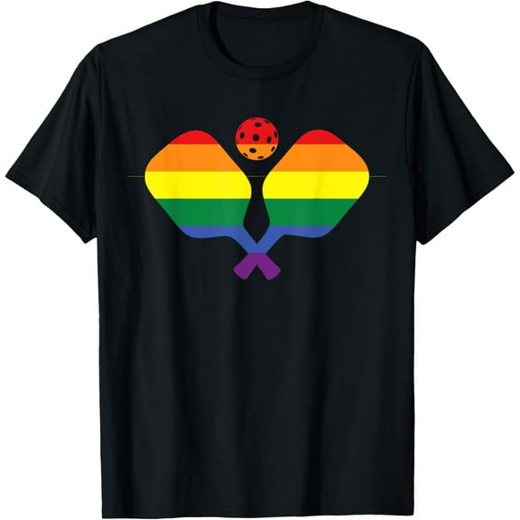 Pickleball Gay Pride Rainbow Ball and Paddles Gift T-Shirt TShirt