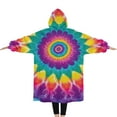 thumbnail image 2 of Oversized Wearable Blanket Hoodie,Rainbow Tie Dye Radial Pattern Sherpa Blanket Hoodie with Super Pockets,Super Warm Fuzzy Pullover for Women & Men, 2 of 6