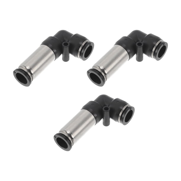 Conectores de aire de empuje únicos Bargains 15/32" válvula de retención en forma de L de plástico y metal 3 piezas tono negro plateado