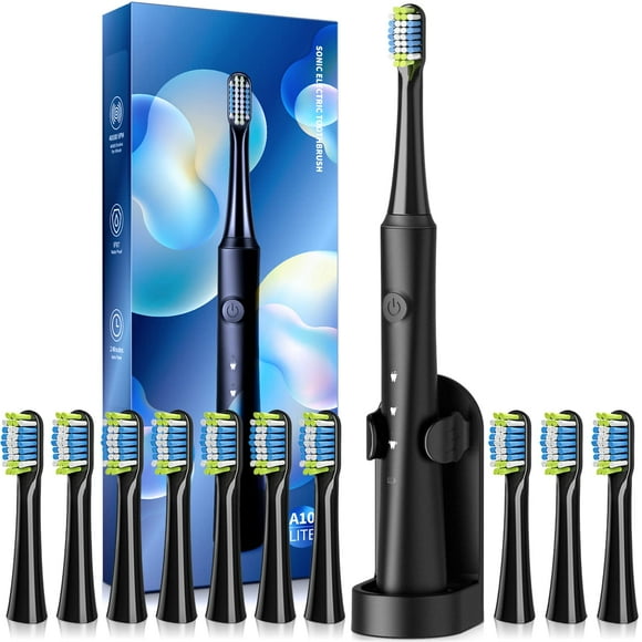 TEETHEORY Electric Toothbrush for Adults with Holder and 10 Brush Heads, Rechargeable Toothbrush Electric Fast 2 Hr Charge Last 35 Days, 40000 VPM and 3 Modes,Smart Timer