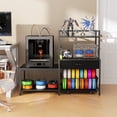 thumbnail image 4 of 3D Printer Stand with Storage Drawer and Rolling Filament Basket, Industrial Printer Table with Open Shelves and Hooks, Sturdy Metal Workstation for 3D Printing Tools and Accessories, Black, 4 of 7