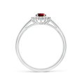 thumbnail image 2 of Angara Lab Grown Ruby Ring with Lab Diamond Halo in 14K White Gold for Women (Size-6x4mm) | Princess Diana Lab Created Ruby Ring (Ring Size - 6), 2 of 8