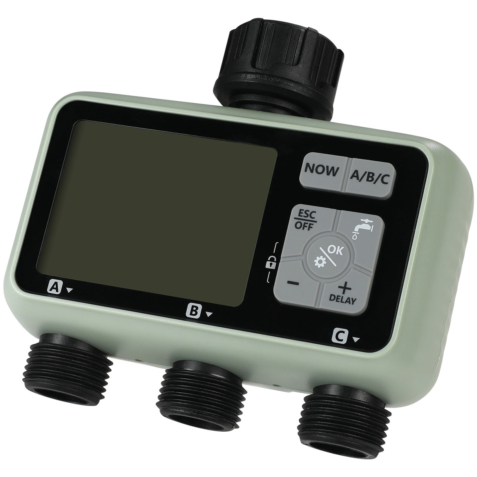 3-Zone Sprinkler Water Timer with Independent A/B/C Outlets, Programmable Separate Schedules per Zone, Automatic Irrigation Controller for Garden Lawn