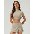 thumbnail image 3 of PISONIC 2 Piece Tennis Dress for Women High Waist Pleated Tennis Skirt with Shorts Short Sleeve Crop Golf Workout Skirts Sets, 3 of 7