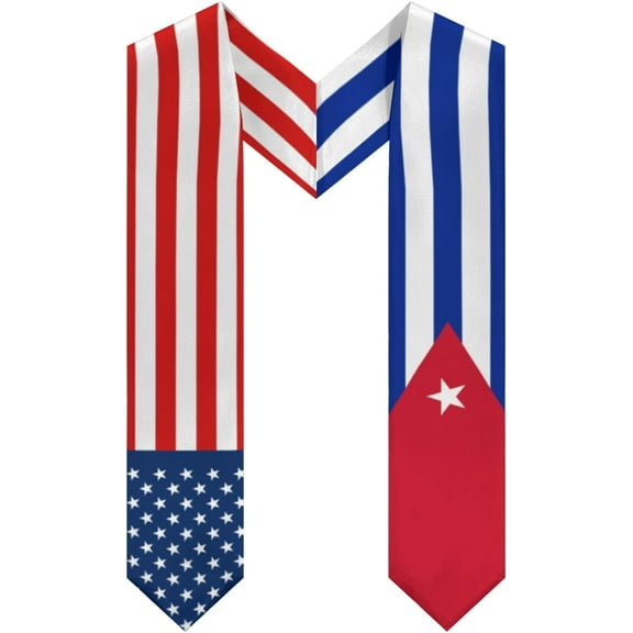 Usa American America And Cuba Cuban Graduation Sash Class Of 2024 2025 Graduation Stole 72 Inch Length Double Sided V Shape Graduation Scarf Graduation Congratulation Gifts