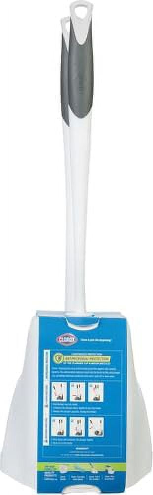Toilet Plunger and Bowl Brush Combo with Caddy, 6.75 x 7 x 19.5 in, White/Gray