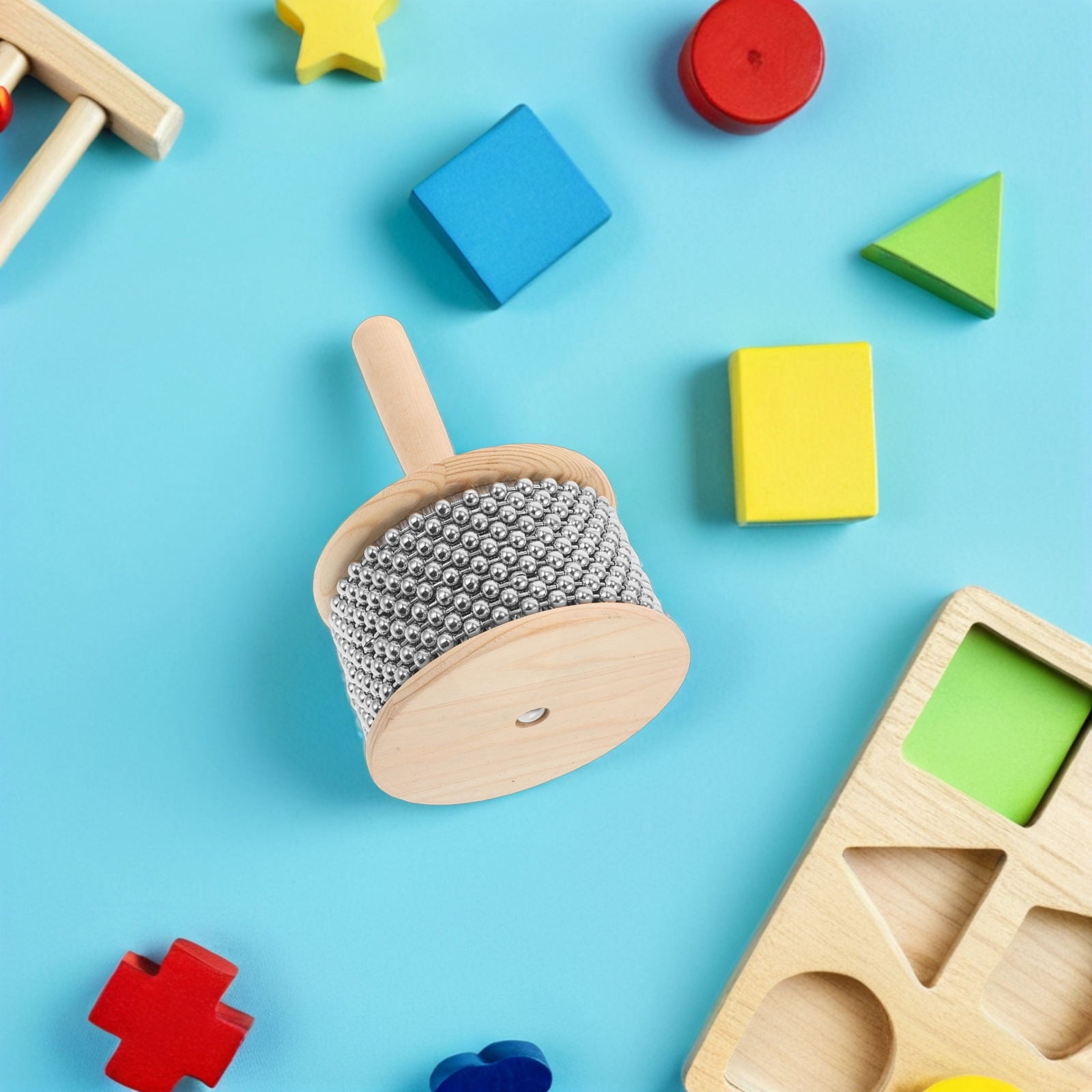 FRCOLOR Cabasa Musical Instrument Wooden Hand Cabasa Shaker With Metal Bead Cylinder For Beginners Classroom Outdoor Concert Use