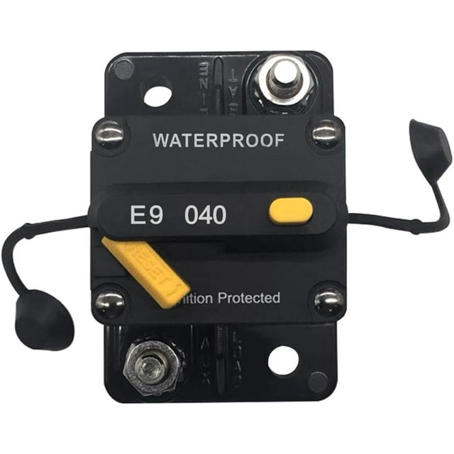 HUGFEGWE Waterproof Circuit Breaker Surge Protector with Manual Reset Button 12V- 72V DC Fuse Inverter for Car RV Marine Boat (40A) CA919-131946