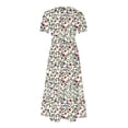 thumbnail image 4 of Viikei Casual Floral Print Short Sleeve Dress,Women's Printing Casual Short Sleeve Crewneck Dress Flowy Tiered Maxi Beach Dress with Pockets White M, 4 of 6