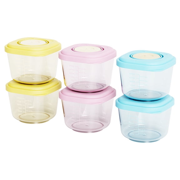 6 Pack 150ml Stackable Baby Food Containers, Food-Grade PP Microwave Safe Portable Baby Snack Storage Jars with Vent Valve