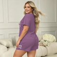 thumbnail image 4 of Eternatastic Plus Size Women's 2 Piece Pajama Set Short Sleeve Crew Neck Casual Loungewear Sleepwear Outfits 5XL Purple, 4 of 8