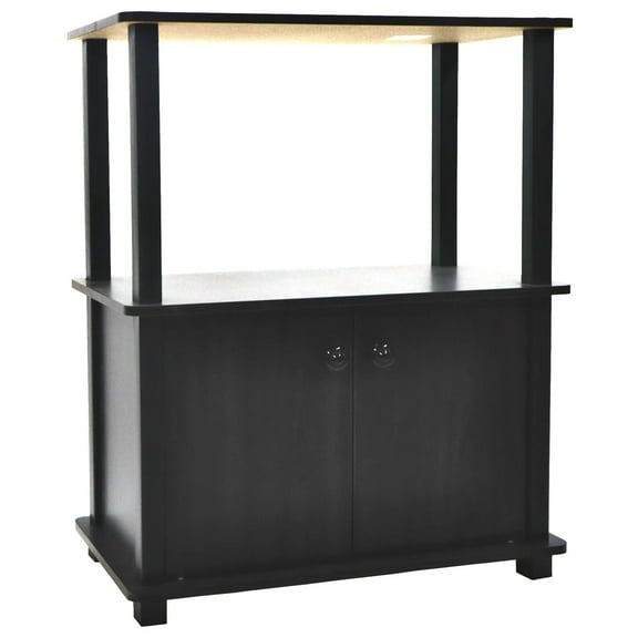 Redmon Freestanding 3-Shelf Storage Double Door Floor Cabinet, Espresso Woodgrain