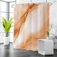thumbnail image 3 of Orange Modern Shower Curtain, Orange Mix Gold Ombre Marble Texture Luxury Bathroom Curtain Waterproof Fabric Machine Washable with Hooks, 72" Wx84 L, 3 of 6