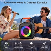 FanFun Karaoke Machine for Kids Adults , 40W Home Karaoke Speaker System with TV Connection, 6.5'' Bluetooth Speaker with 2 Mics, Dj Light, T17-T