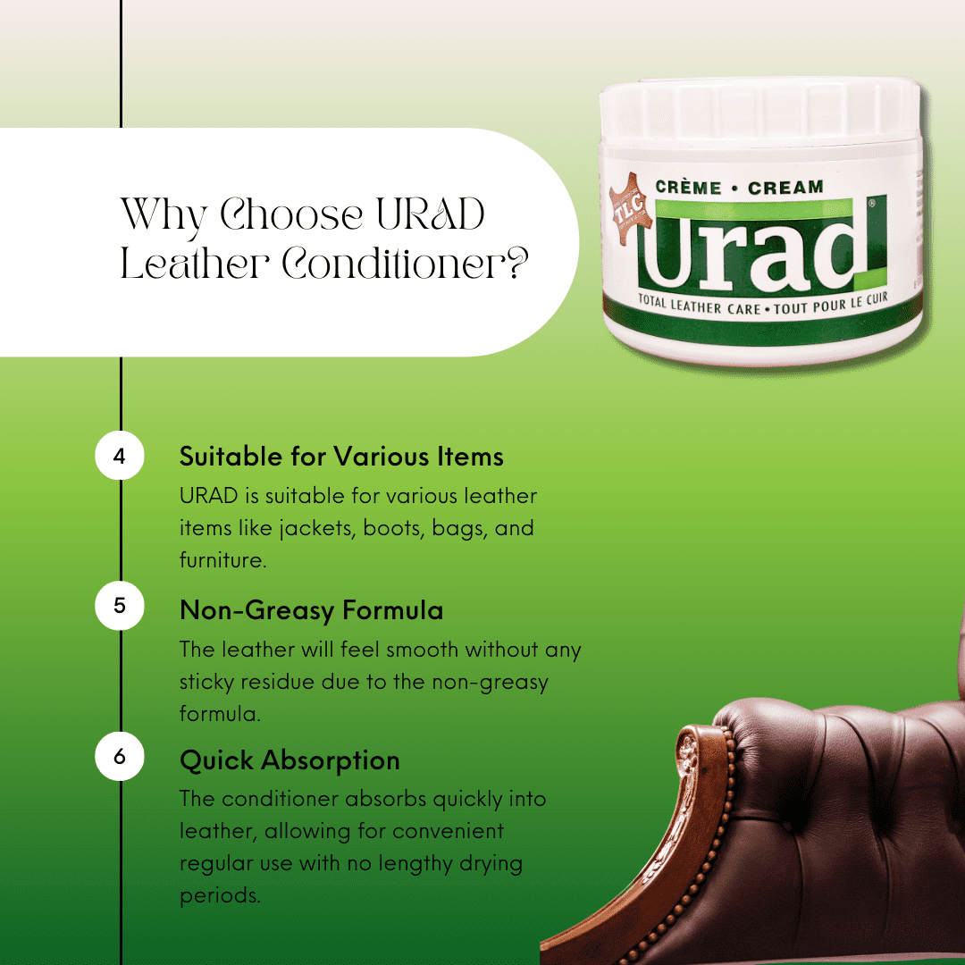 URAD Leather Polish, 7 oz, Clear, Neutral, or No Dye Added Leather Conditioner, 1 Count