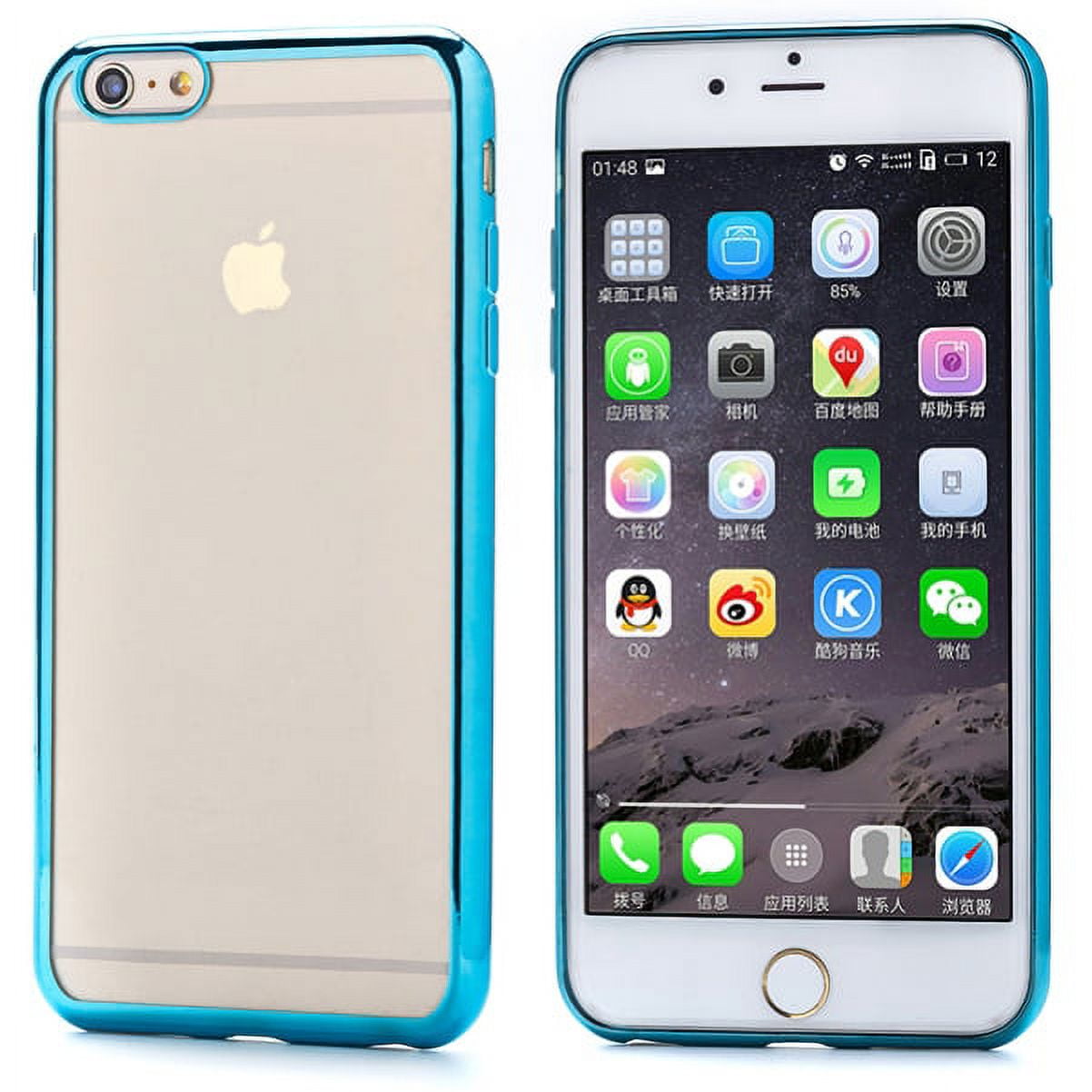 iPhone 6S Plus 6 Plus Silicone Case Clear TPU Gel Ultra Slim Cover Skin Blue