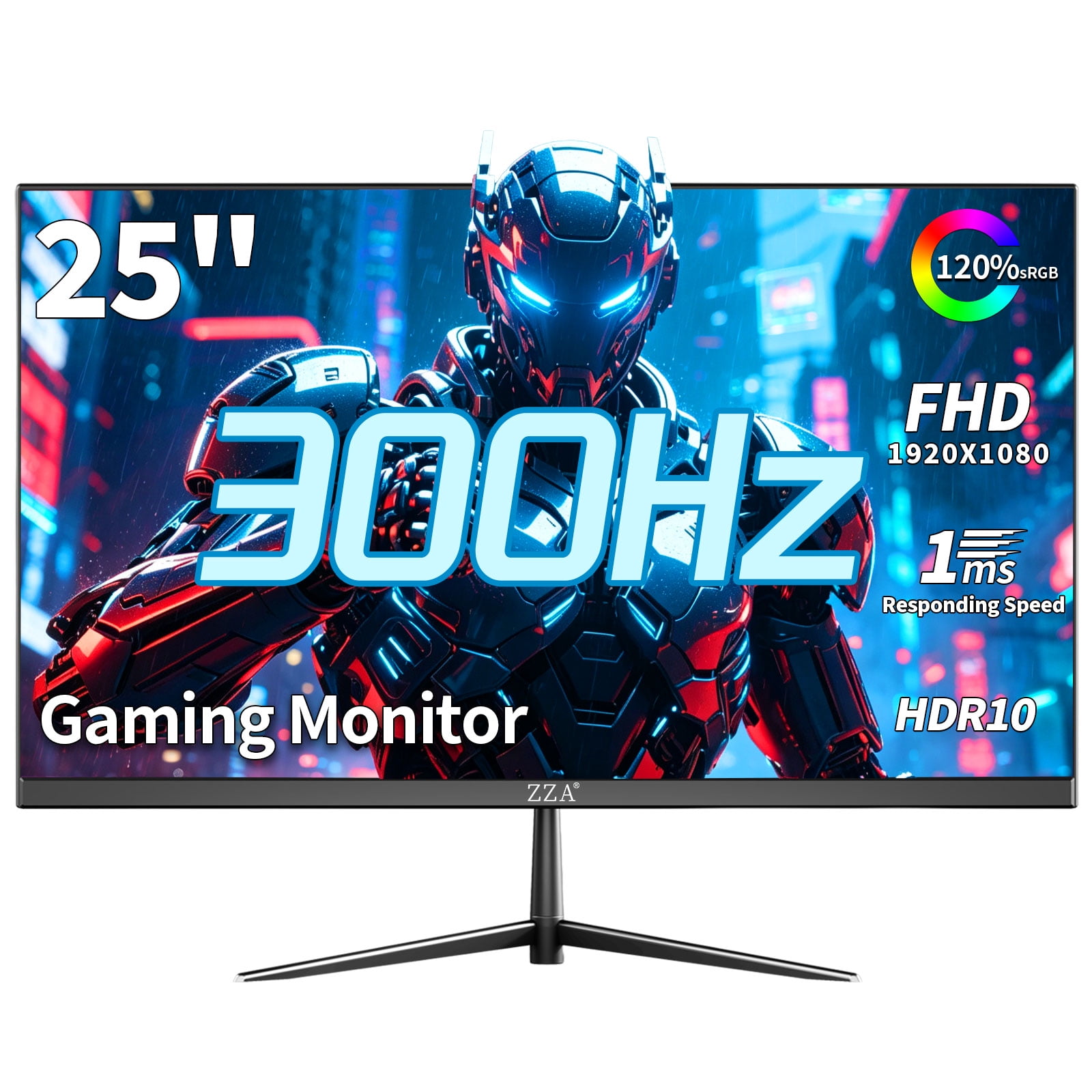 ZZA 24.5 Inch 300Hz Gaming Monitor, FHD 1080P IPS Display, 1ms MPRT, AMD FreeSync, PC Monitor,HDR Support, VESA Mount Compatible