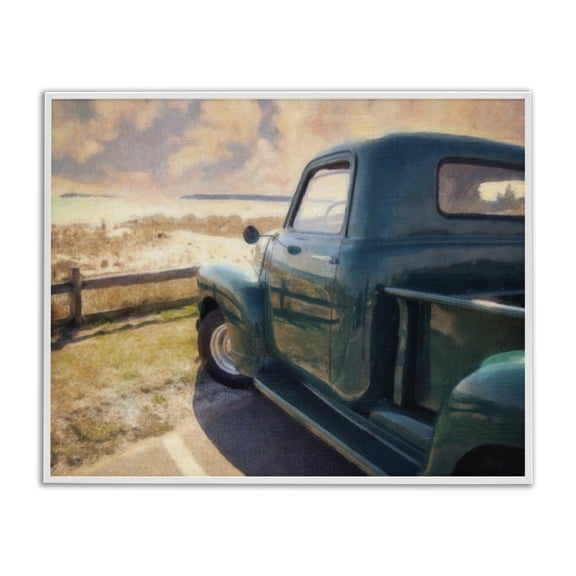 Stupell Industries Rustic Lodge Country Pickup Landscape White Framed Giclee Art, 30 x 24, by Graffitee Studios