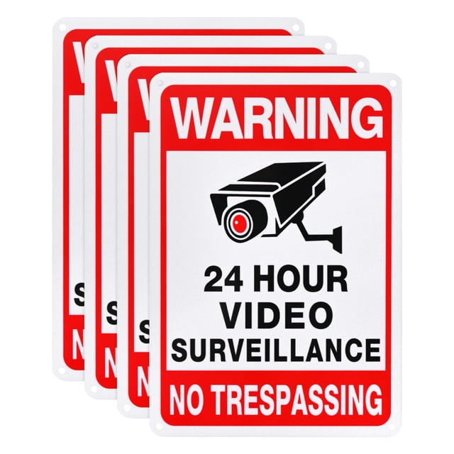 Uxcell 1-Pack Señal de Vigilancia por Video 24 Horas, 10" x 7" Señal de Advertencia Reflectante de Aluminio para Casa/Negocio