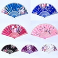 thumbnail image 3 of 1Pc Floral Folding Hand Fan Vintage Handheld Silk Cloth Fans with Different Flower Patterns for Chinese Dance Party Wedding, 3 of 7