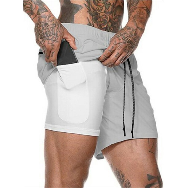 Aunavey Men's 2 in 1 Running Shorts Gym Workout Quick Dry Mens Shorts