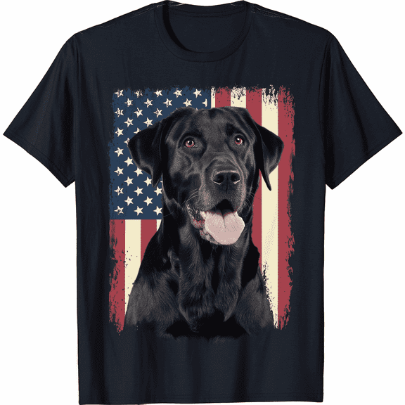 American USA Flag Lab Owner Black Labrador Retriever T-Shirt For Men Women