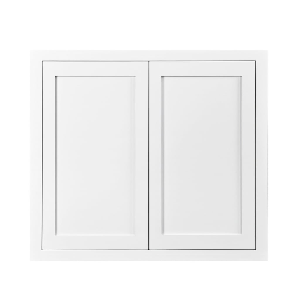 33" Wide 39" Tall 14" Deep Wall Kitchen Snow White Inset Shaker Double Door Walmart