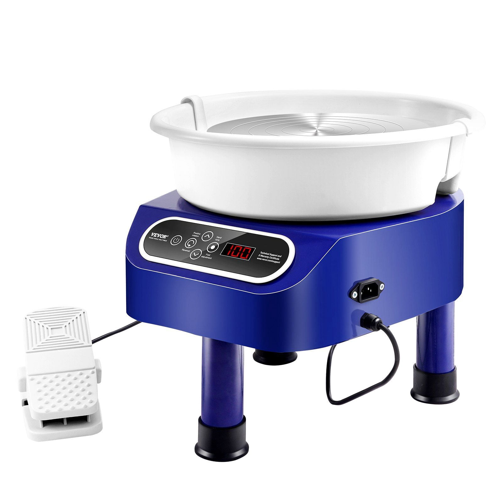 Pottery Wheel, 10 Inch Ceramic Wheel Pottery Machine, 350W Electric Pottery Wheel with Foot Pedal & LCD Touch Panel, Direct Drive DIY Clay Art Tool with Heavy-Duty Tripod Base, Blue